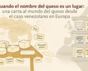 Ilustración sobre topónimos en el mundo del queso venezolano y su uso en Europa.