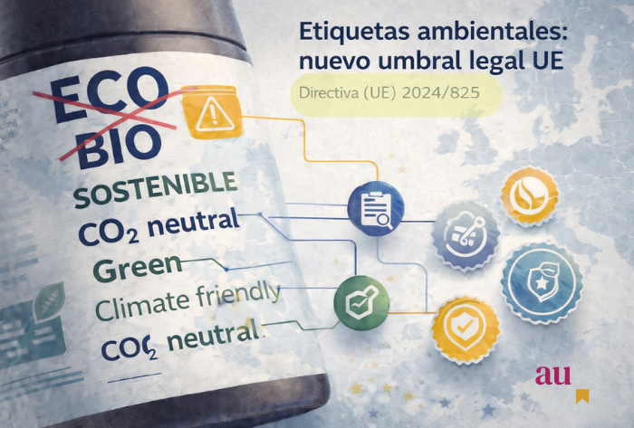 Etiqueta ambiental en producto con términos eco, bio y sostenible sometidos a verificación según la Directiva (UE) 2024/825 y su impacto en las marcas de certificación ambiental